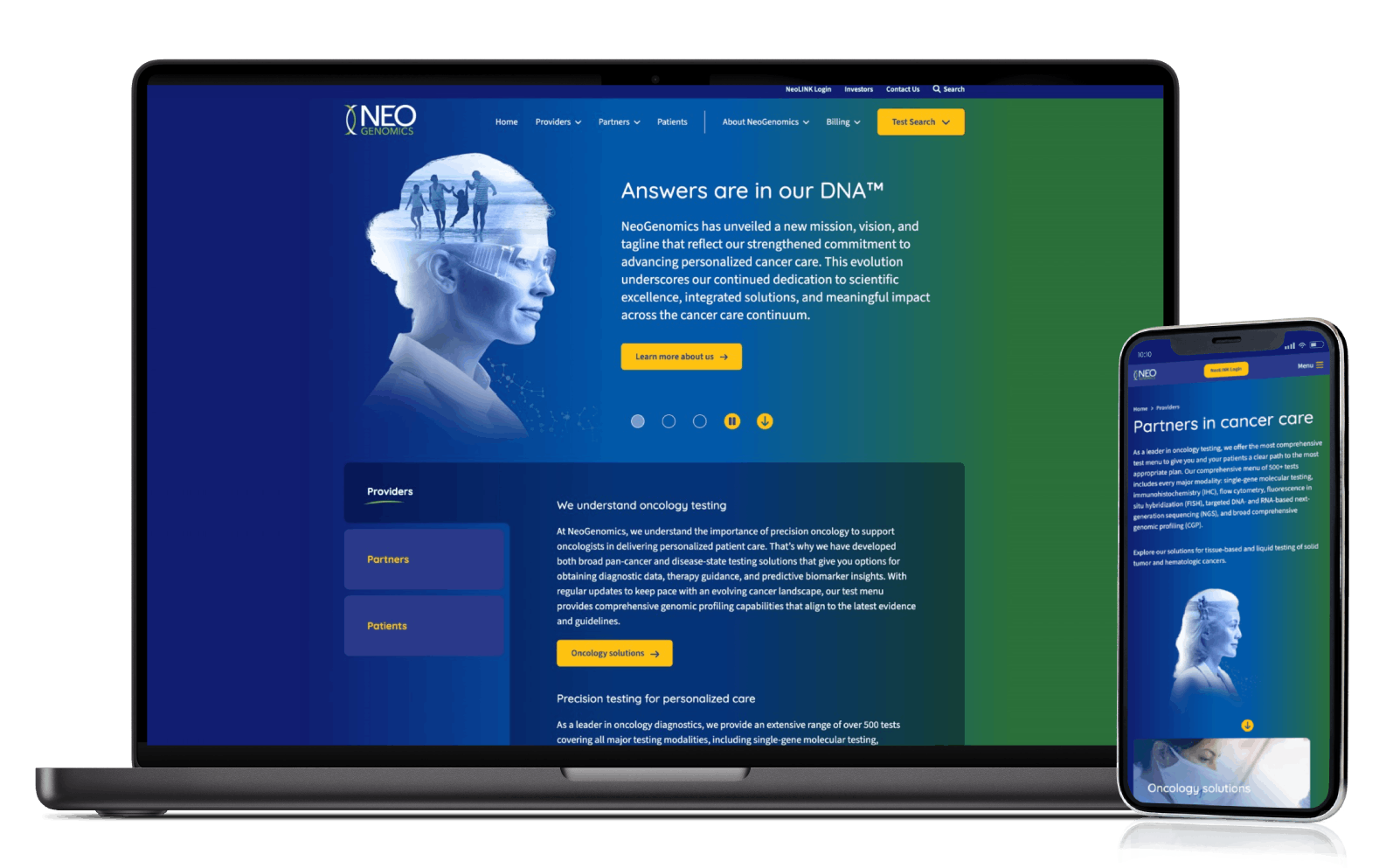 neogenomics website on devices